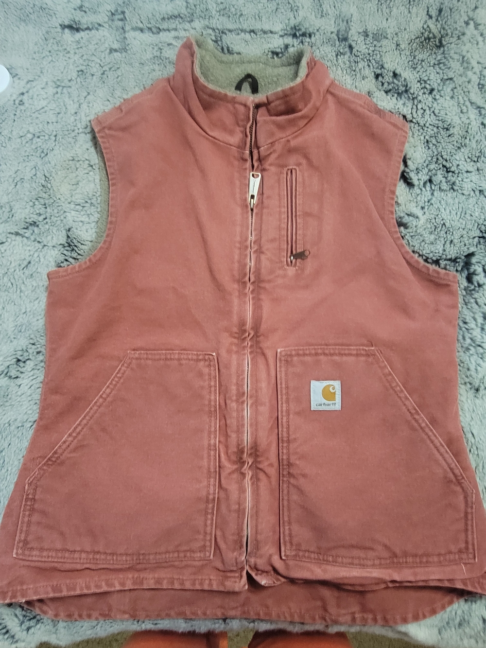 Vintage 2009 Carhartt Women's Sherpa Lined Canvas Vest Wv001 Vrs Rose Pink